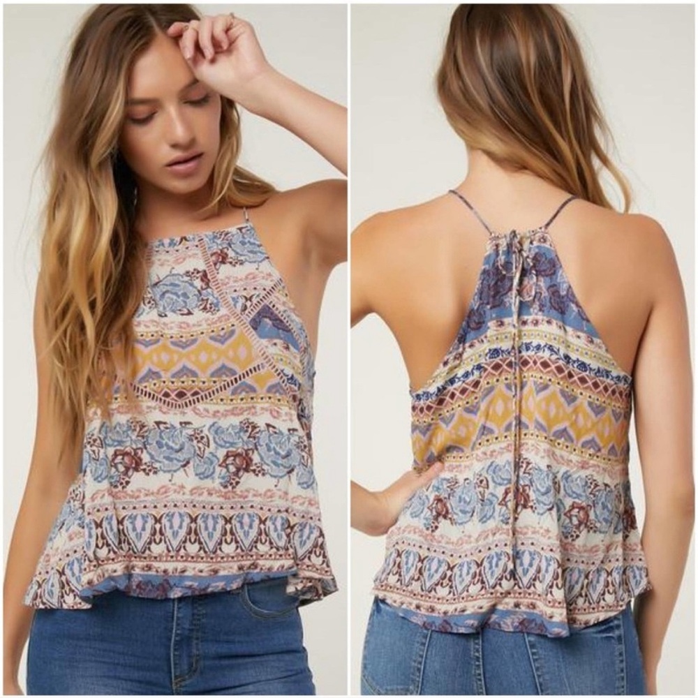 O'Neill Blue and Yellow Tank Top Vibrant Style